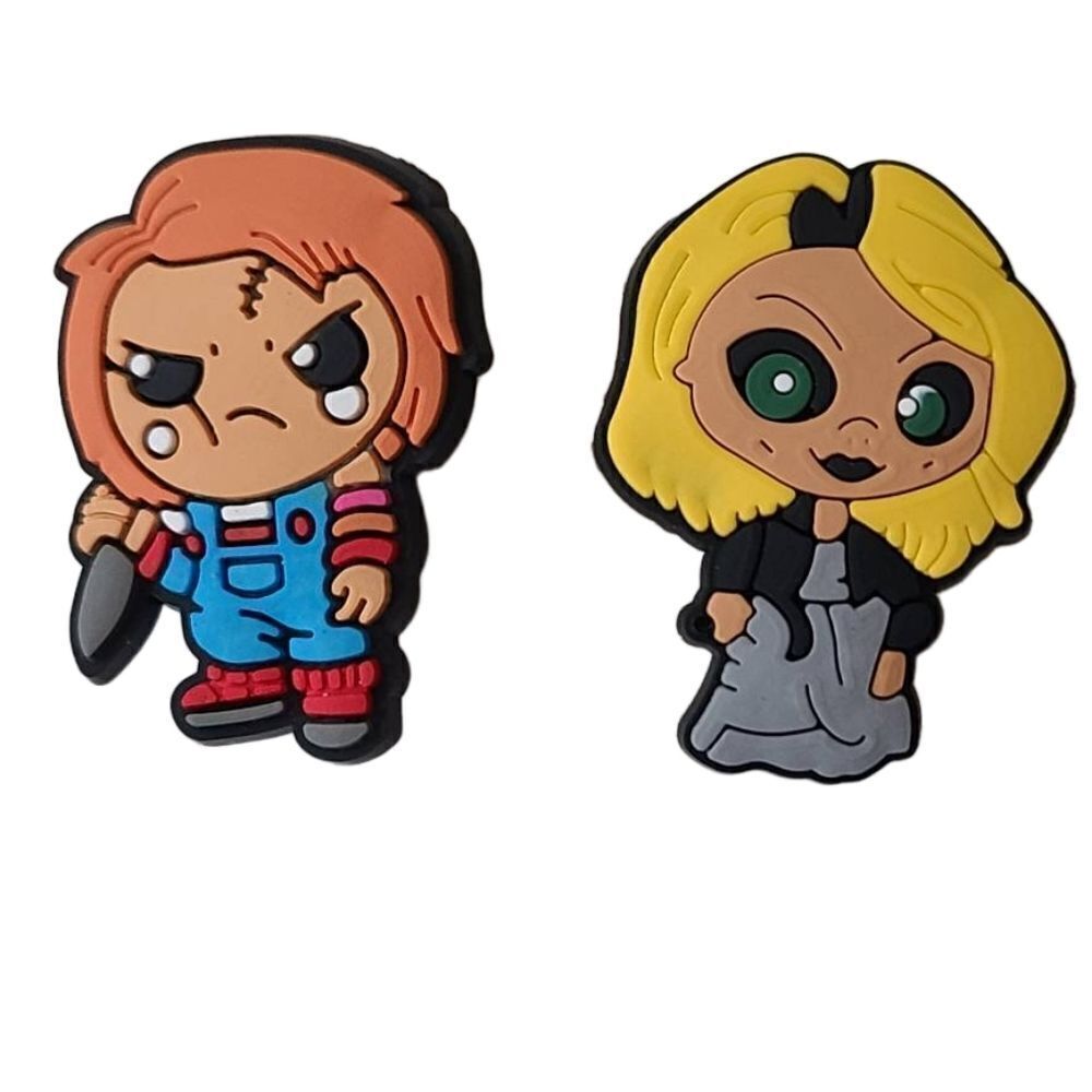 6/$20 Horror Movie 2-pc Croc Shoe Charms Chucky & Bride Halloween Slasher Killer
